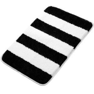 Microfiber Striped Bathroom Rugs Machine Washable Mats 20"x31" Black&White